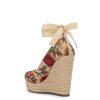 Zexie Platform Wedge in Floral Raffia