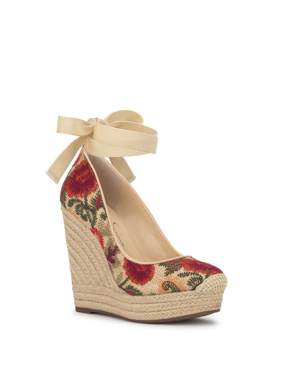 Zexie Platform Wedge in Floral Raffia