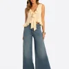 JS Jessica Simpson Claremont Super Wide Leg Jean in Seashell