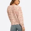 JS Jessica Simpson Anaya Mock Neck Blouse in Shell-Calia Paisley
