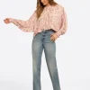 JS Jessica Simpson Anaya Mock Neck Blouse in Shell-Calia Paisley