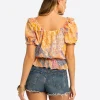 JS Jessica Simpson Cozette Peplum Blouse in Multi Celestial Patchwork