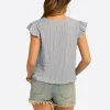JS Jessica Simpson Dani Lace Trimed Blouse in Forever Blue
