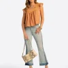 JS Jessica Simpson Dani Lace Trimmed Blouse in Camel
