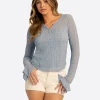 JS Jessica Simpson Tie Lace Top  in Forever Blue