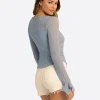 JS Jessica Simpson Tie Lace Top  in Forever Blue