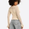 JS Jessica Simpson Tie Lace Top in Whitecap Gray