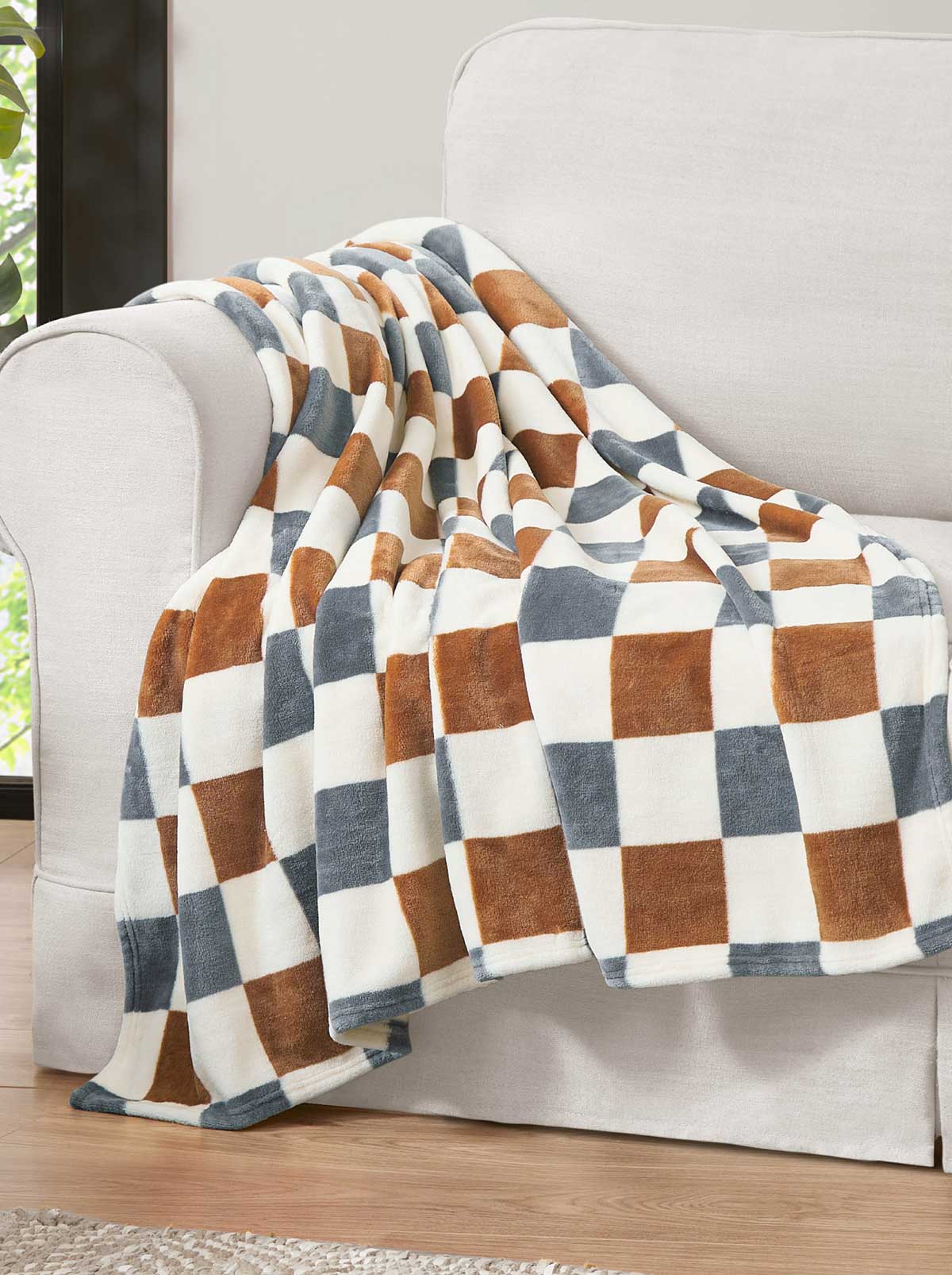 3243-emery-checkerboard-plush-throw-in-rust-grey-1.jpg Emery Checkerboard Plush Throw in Rust & Grey