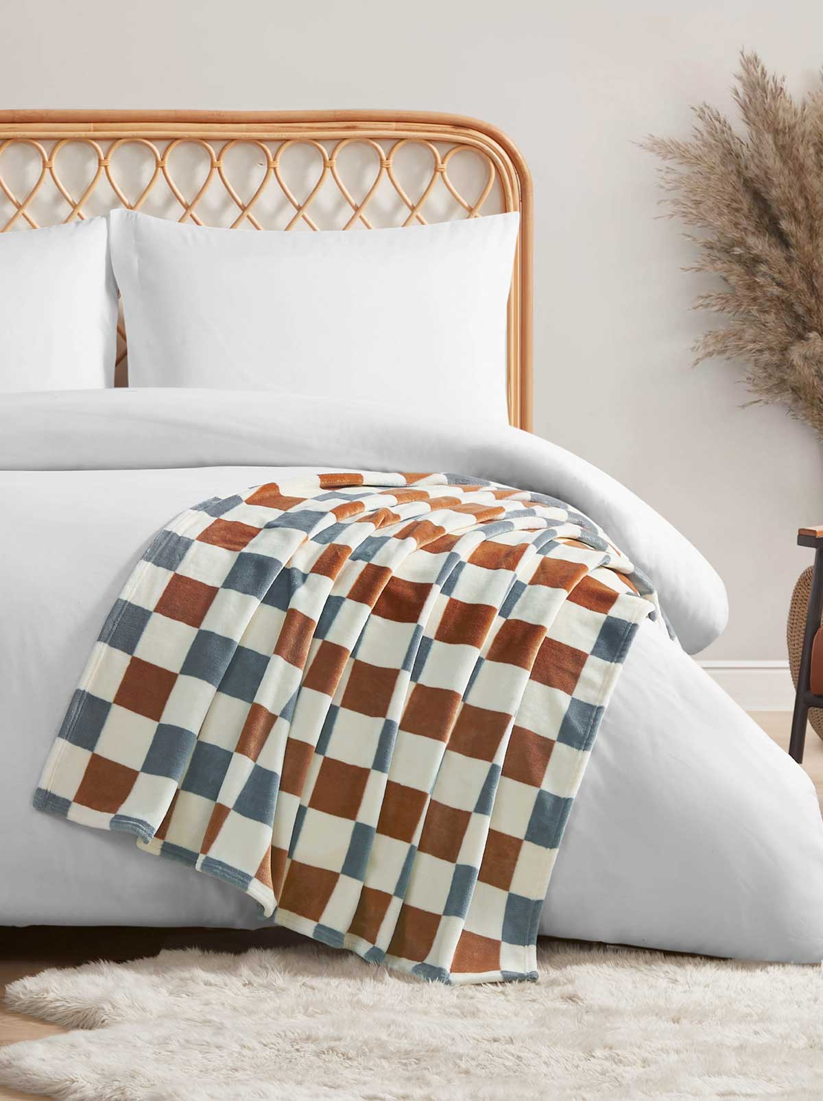 3243-emery-checkerboard-plush-throw-in-rust-grey-2.jpg Emery Checkerboard Plush Throw in Rust & Grey
