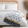 Celeste Plush Throw Plush in White & Navy