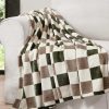 Emery Checkerboard Plush Throw in Olive & Grey