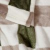 Emery Checkerboard Plush Throw in Olive & Grey