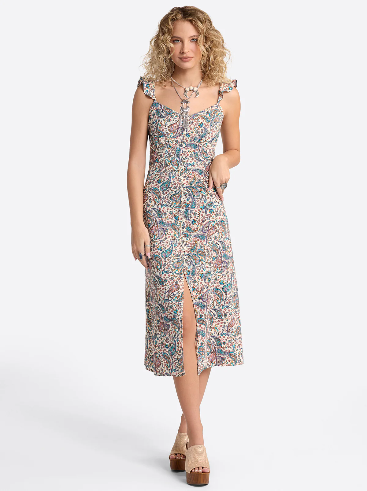 Sahira Dress in Buttercream Playful Paisleys