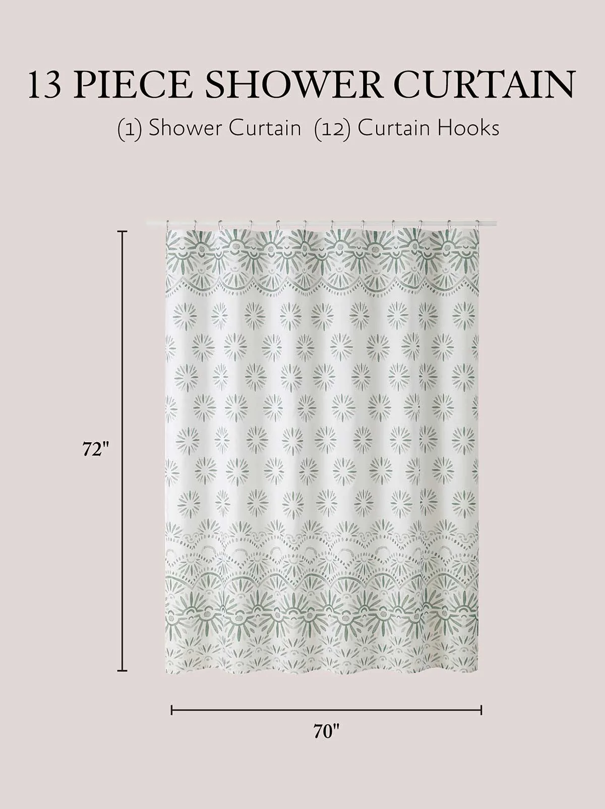 Haven Border Sage Green Shower Curtain Set