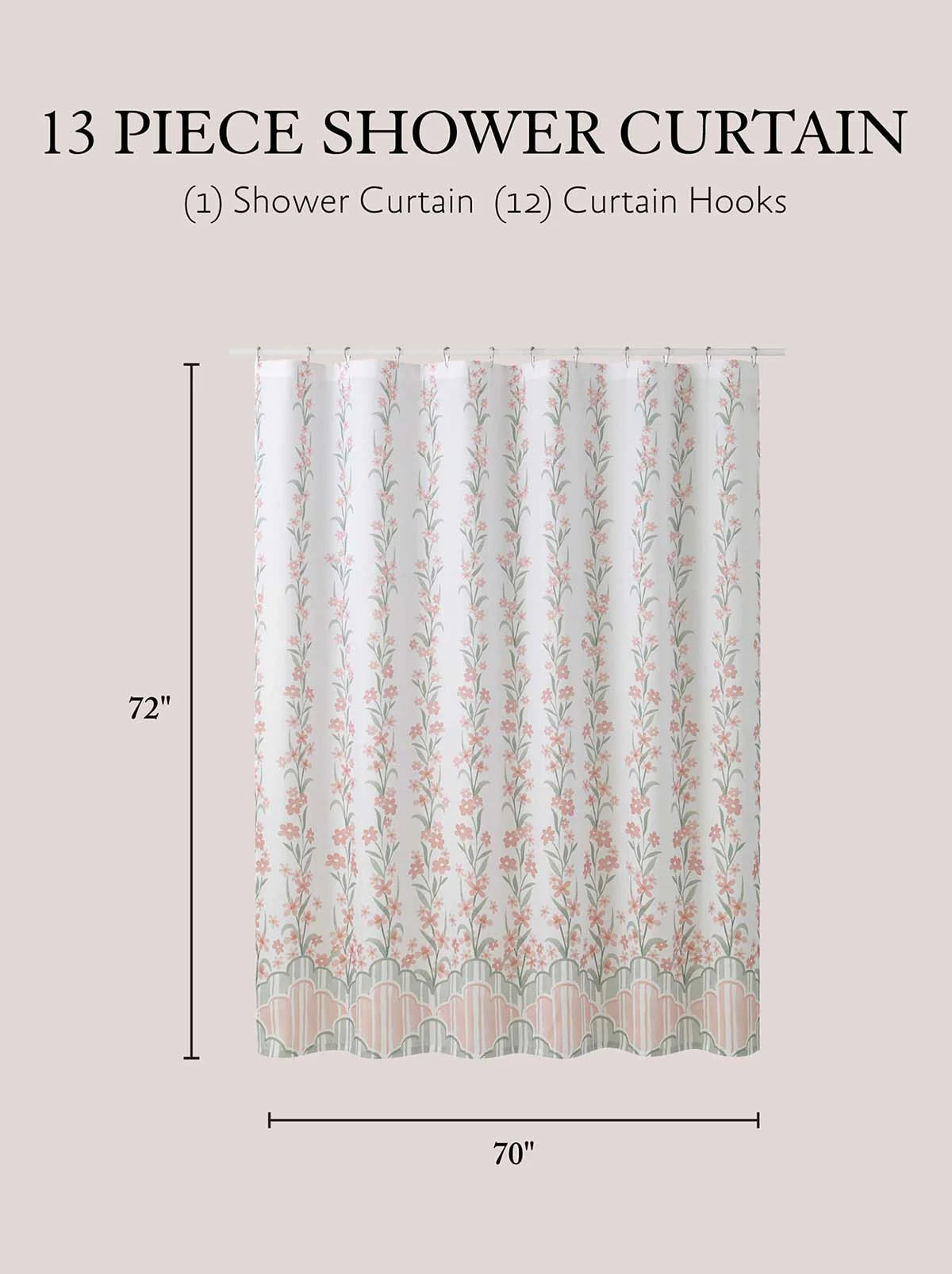 Nori Floral Blush Shower Curtain Set