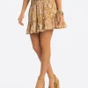 JS Jessica Simpson Adeline Smocked Waist Skirt in Camel Victorian Paisley