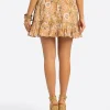 JS Jessica Simpson Adeline Smocked Waist Skirt in Camel Victorian Paisley