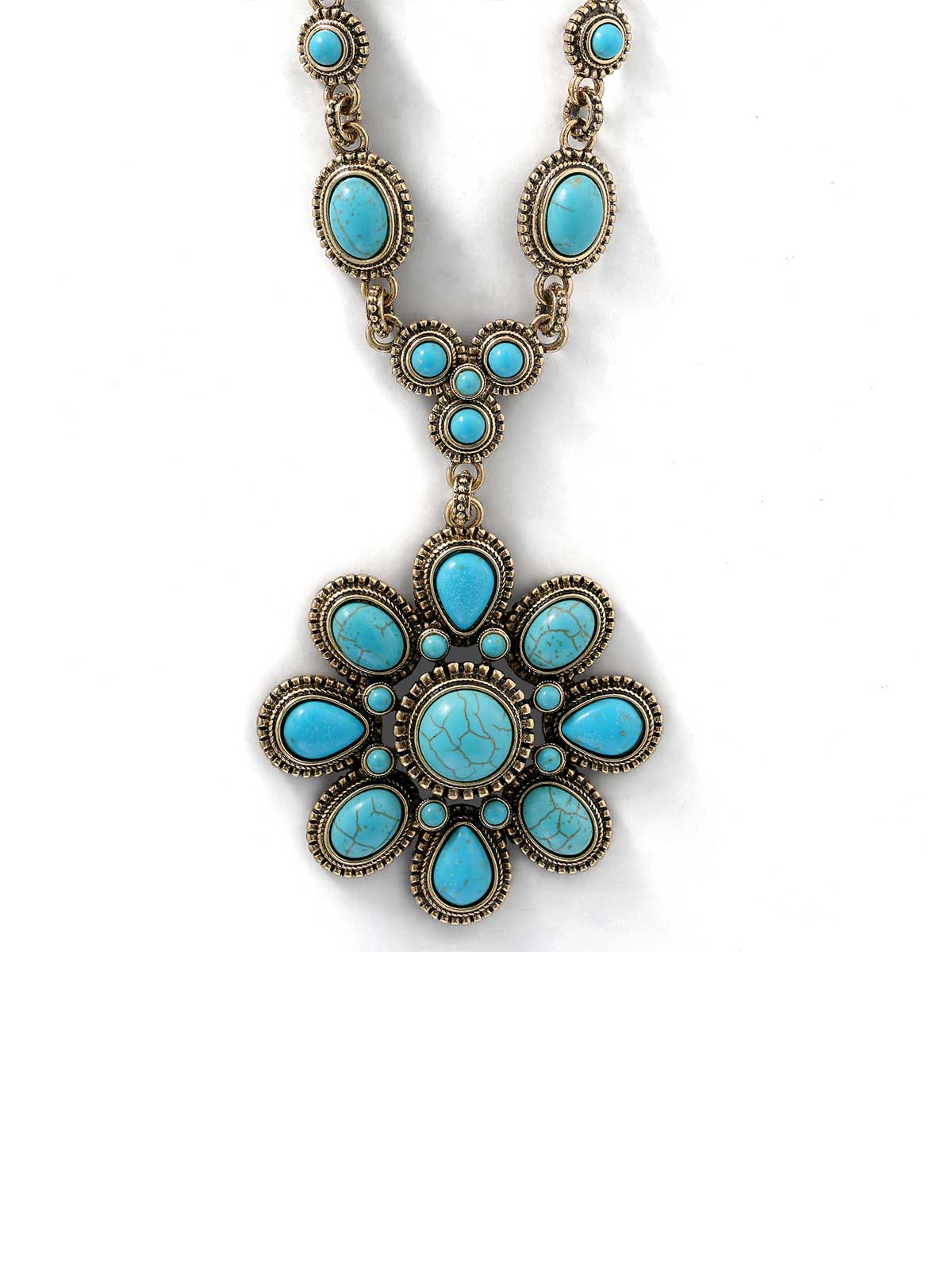 3776-large-turquoise-stone-flower-necklace-in-gold-2.jpg Large Turquoise Stone Flower Necklace in Gold