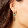 Turquoise Bead Feather Drop Earrings in Gold