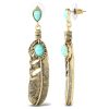 3778-turquoise-stone-feather-drop-earrings-2.jpg Turquoise Stone Feather Drop Earrings