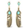 3778-turquoise-stone-feather-drop-earrings-3.jpg Turquoise Stone Feather Drop Earrings