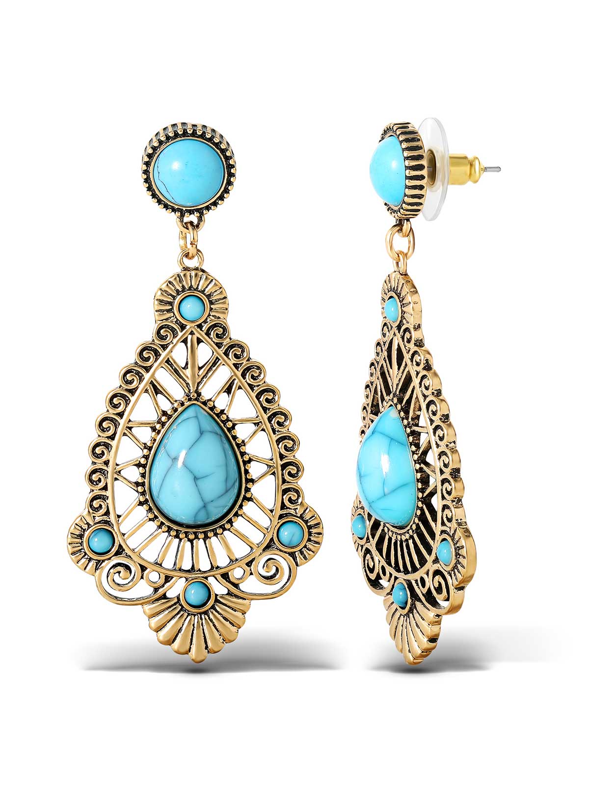 3794-turquoise-stone-filigree-earrings-1.jpg Turquoise Stone Filigree Earrings