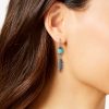 Turquoise Bead Feather Drop Earrings in Silver