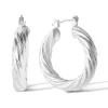 Thick Twisted Hoop Earrings in Silver