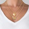 3821-butterfly-heart-layered-necklace-2.jpg Butterfly Heart Layered Necklace