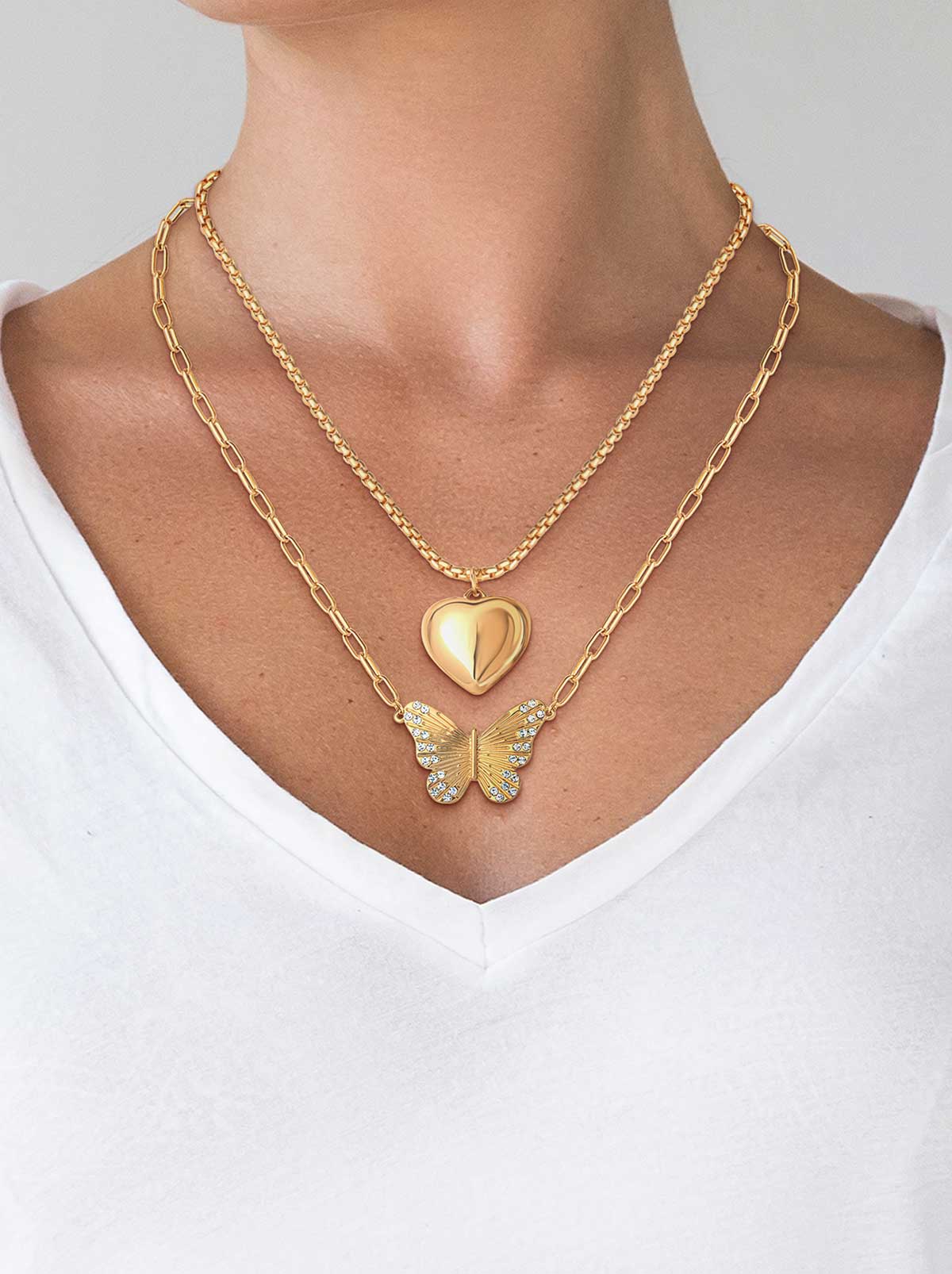 3821-butterfly-heart-layered-necklace-2.jpg Butterfly Heart Layered Necklace