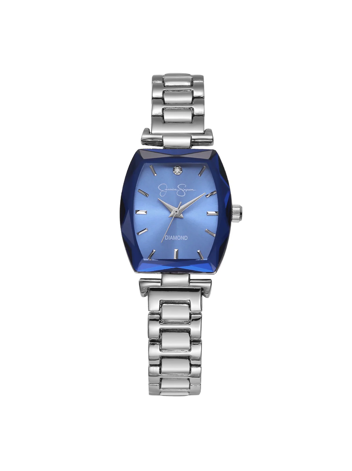 3838-faceted-bezel-bracelet-watch-in-silver-blue-1.webp Faceted Bezel Bracelet Watch in Silver & Blue