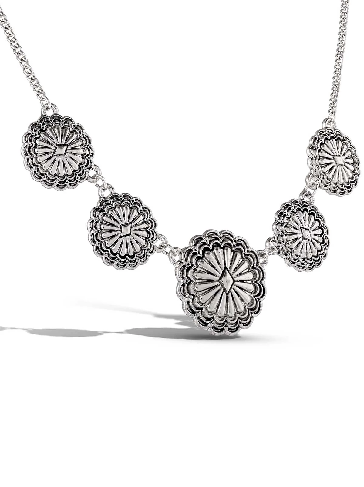 Antique Casting Flowers Pendant Necklace