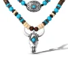Layered Turquoise Bull Head Necklace