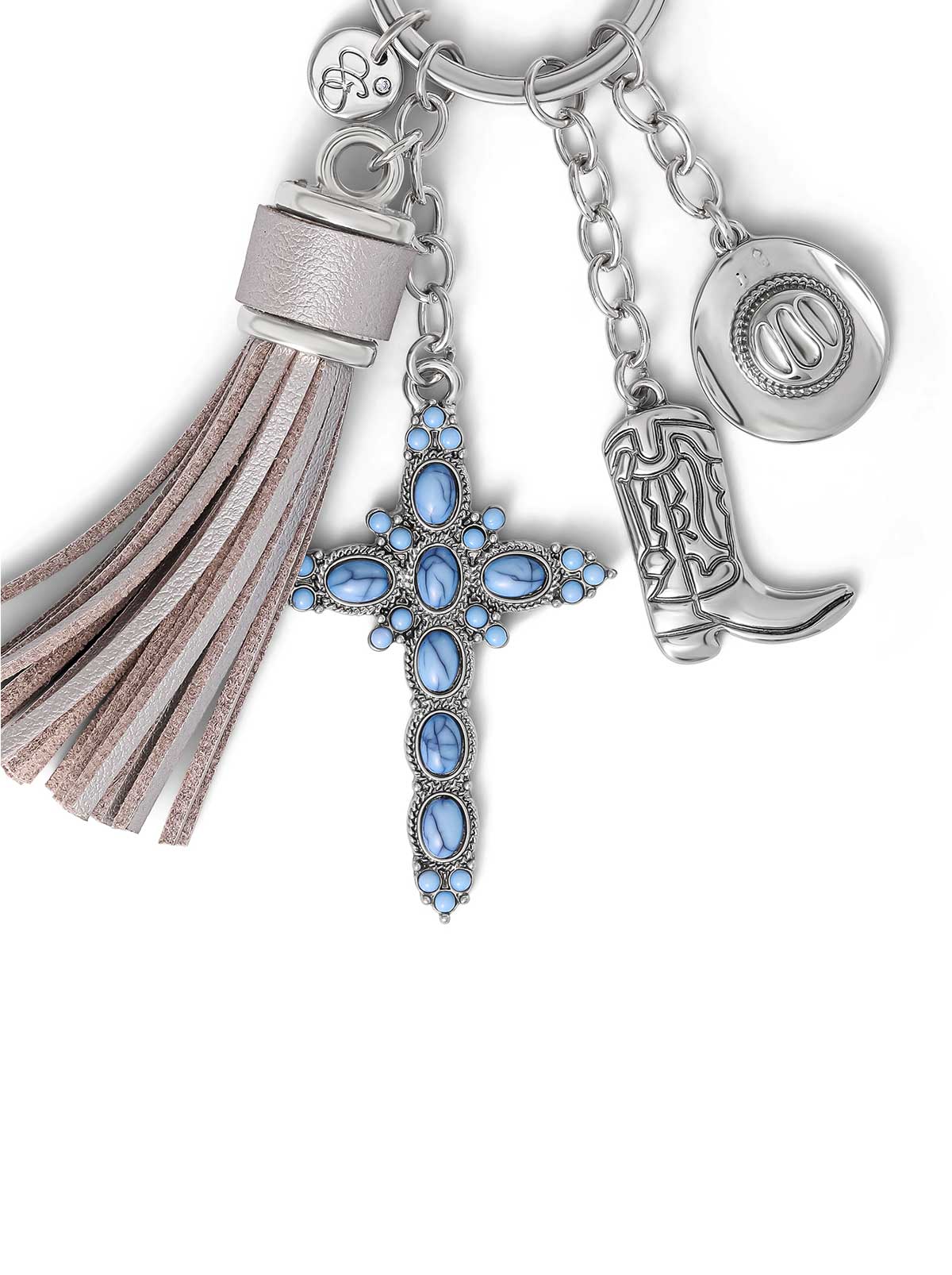 3864-turquoise-silver-charms-keychain-2.jpg Turquoise Silver Charms Keychain