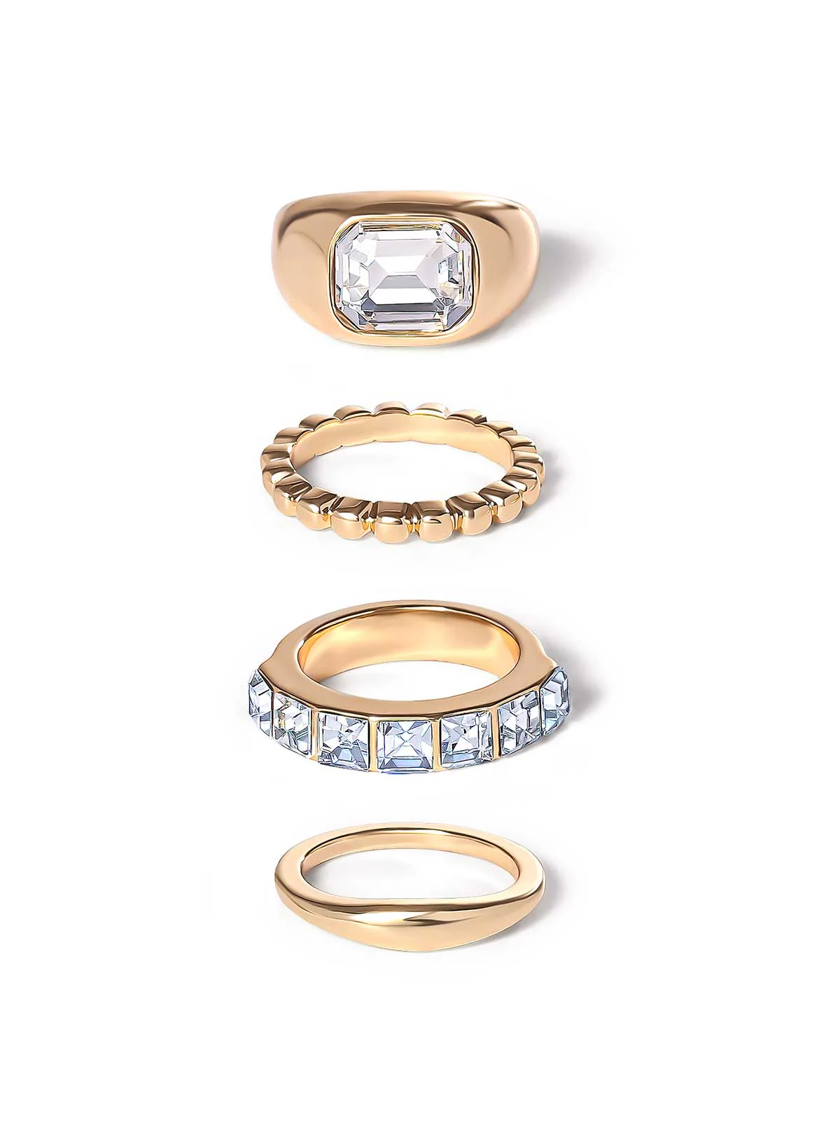 Gold 4 Piece Ring Set