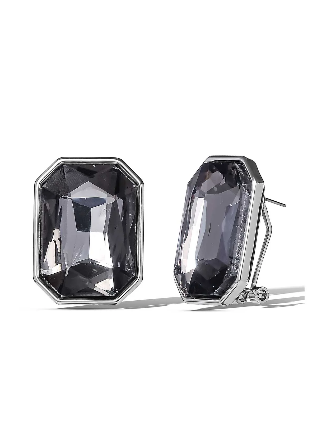 Octagon-Cut Smoky Crystal Earrings