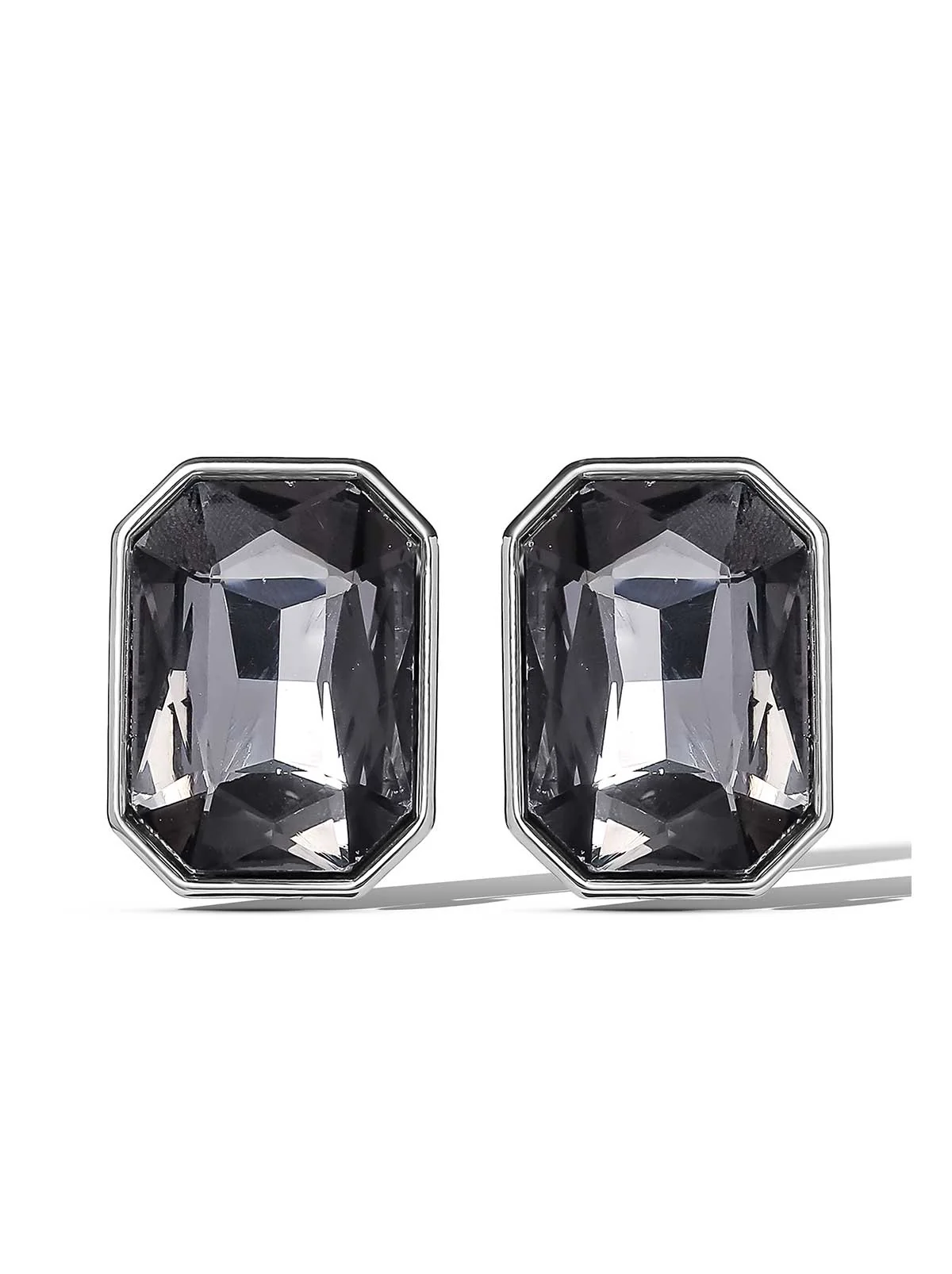 Octagon-Cut Smoky Crystal Earrings