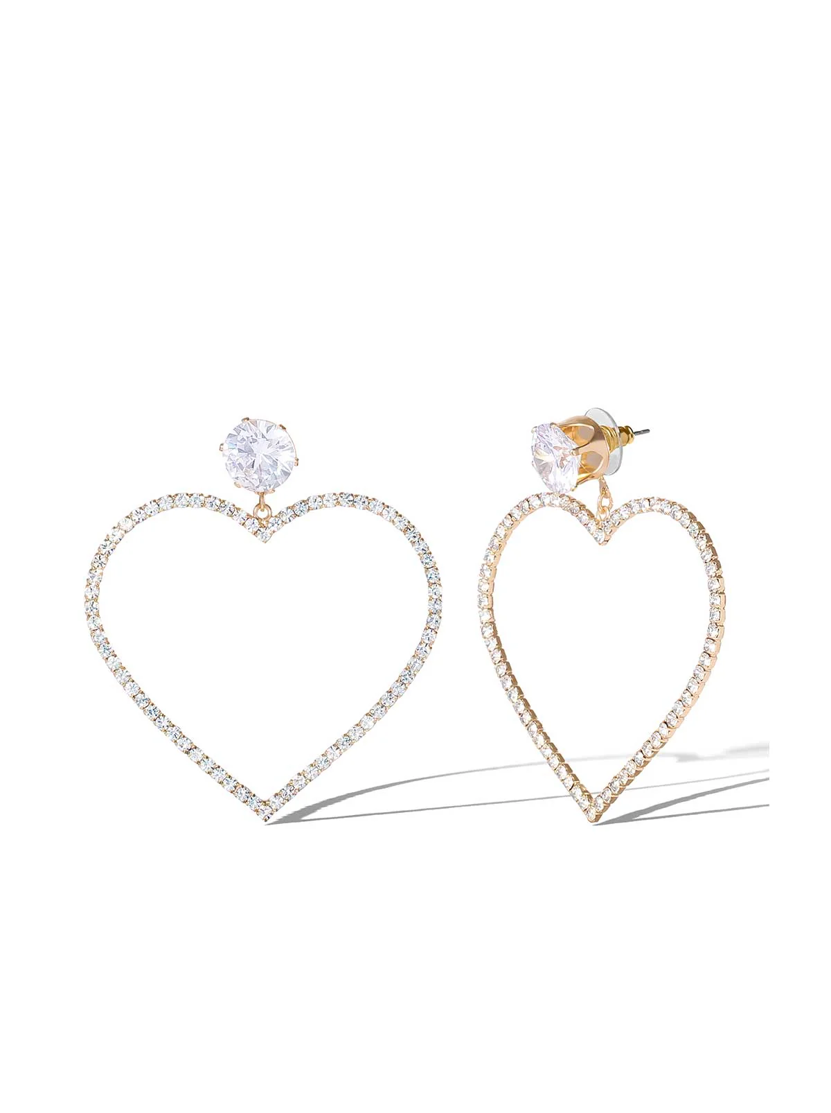 Heart-Shaped Crystal Drop Earrings