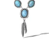 Boho Turquoise & Feather Pendant Necklace