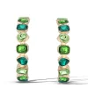 Multi-Green Gem Hoop Earrings