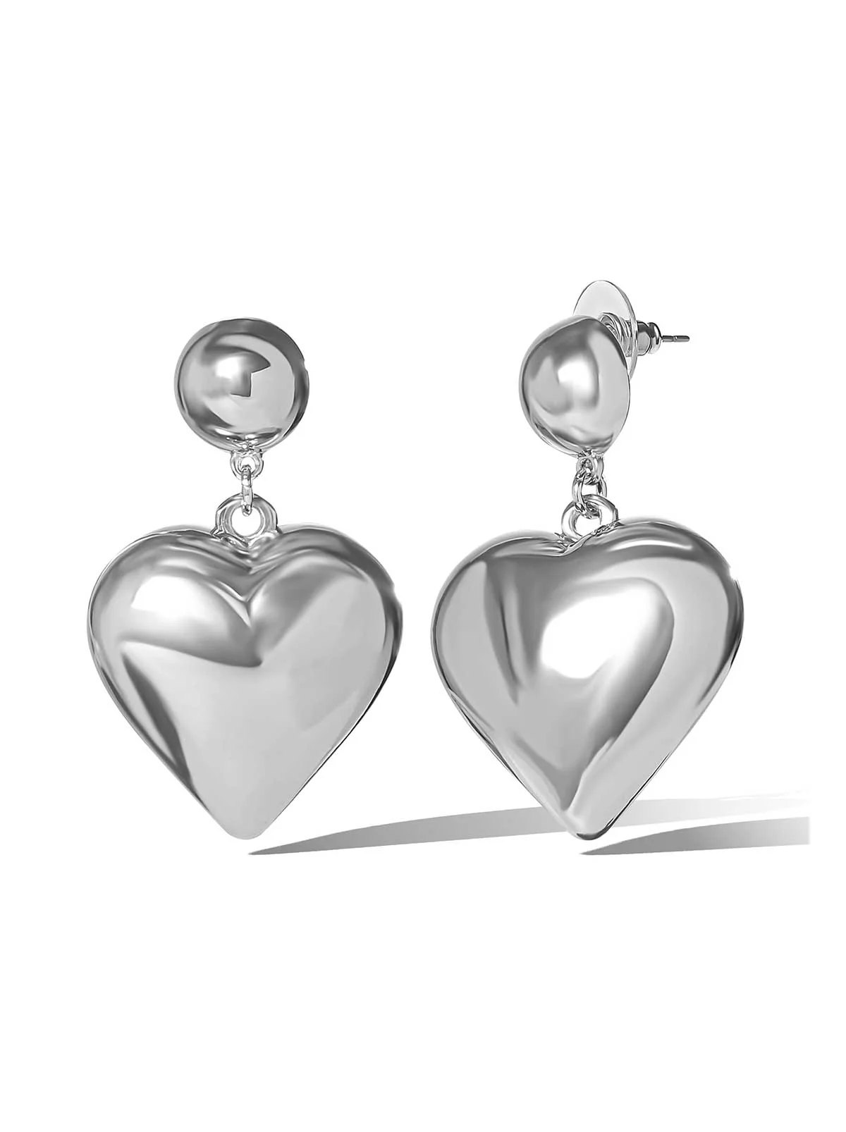 Bold Puff Heart Drop Earrings