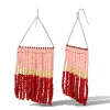 Multi Seed Beads Fringe Dangle Earring