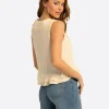 JS Jessica Simpson Trea Ruffle Tie Top in Whitecap Gray