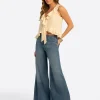 JS Jessica Simpson Trea Ruffle Tie Top in Whitecap Gray