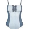 Lace Up One Piece in Denim Dream