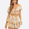 Puff Sleeve Swim Cover Up Top in Scene Stealer