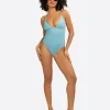 Twisted Jacquard Classic One Piece in Blue Retro