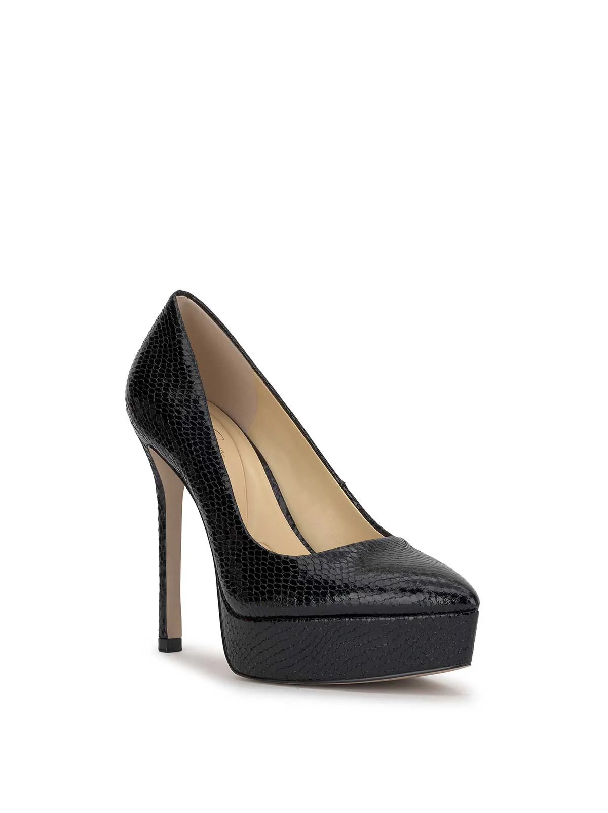 Sinelia Platform Pump in Black Snake