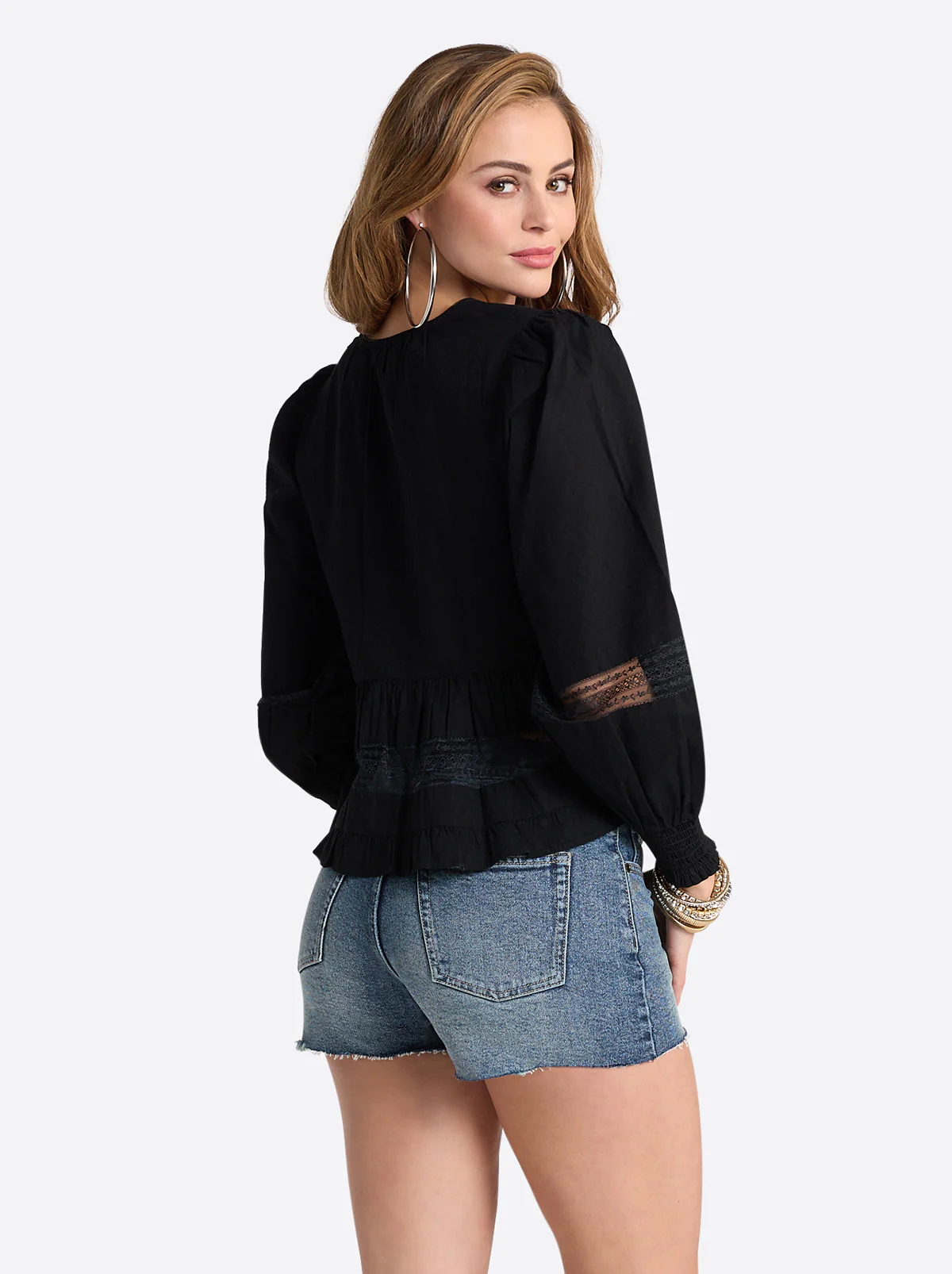 Elsie Babydoll Blouse in Black