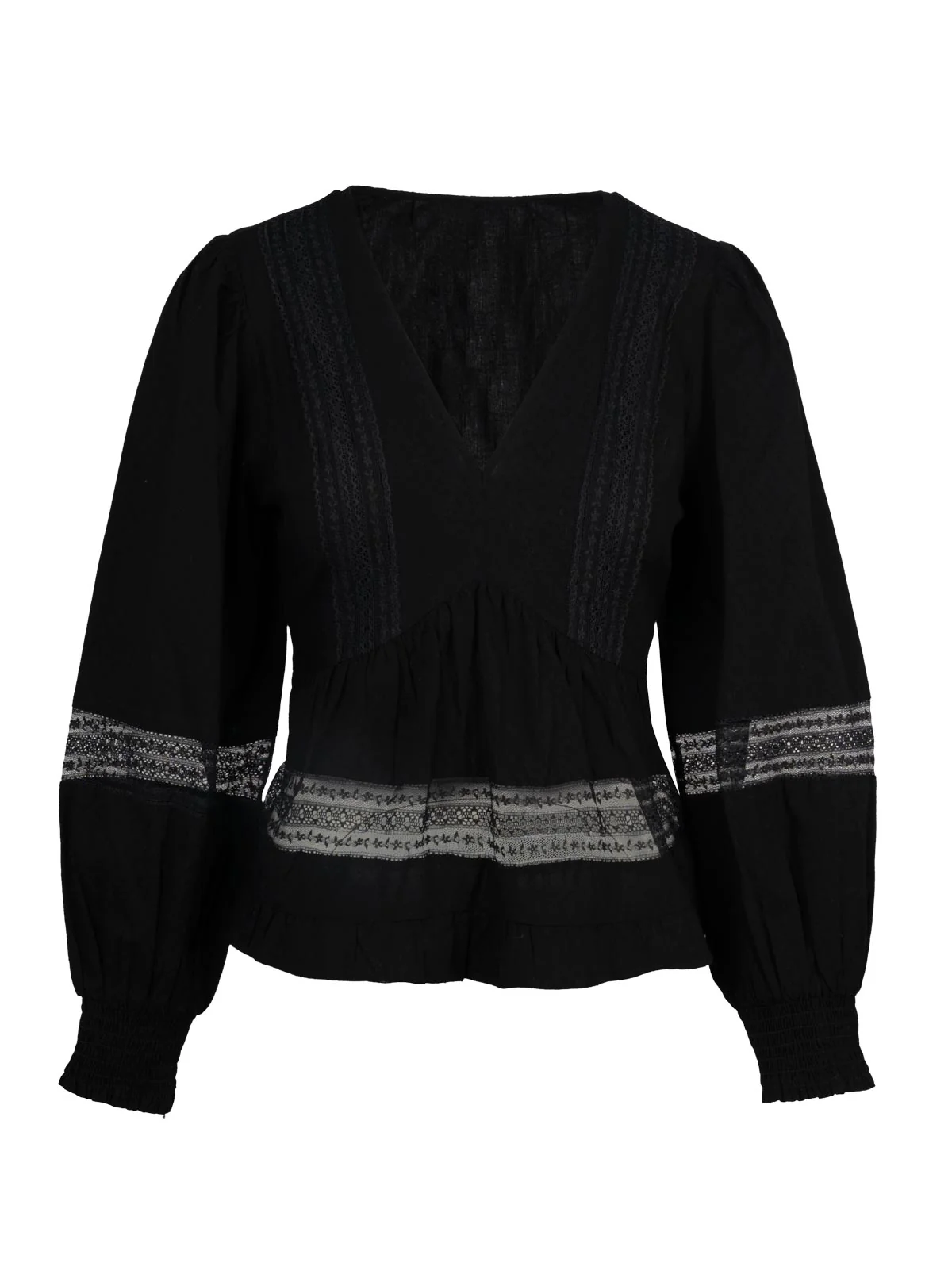 Elsie Babydoll Blouse in Black
